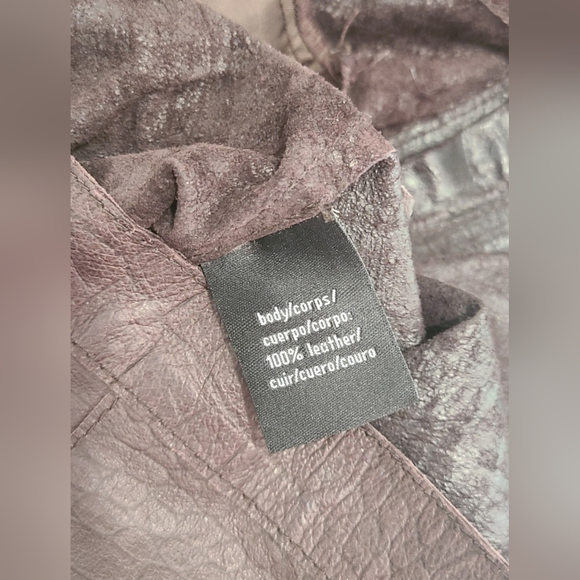 Calvin Klein Jeans genuine leather moto jacket, brown, women's large - Picture 8 of 8